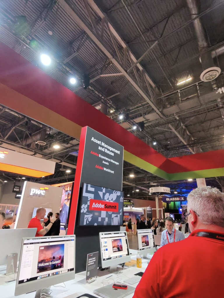 Adobe Experience Manager Assets and Workfront booth — Asset Management and Reuse